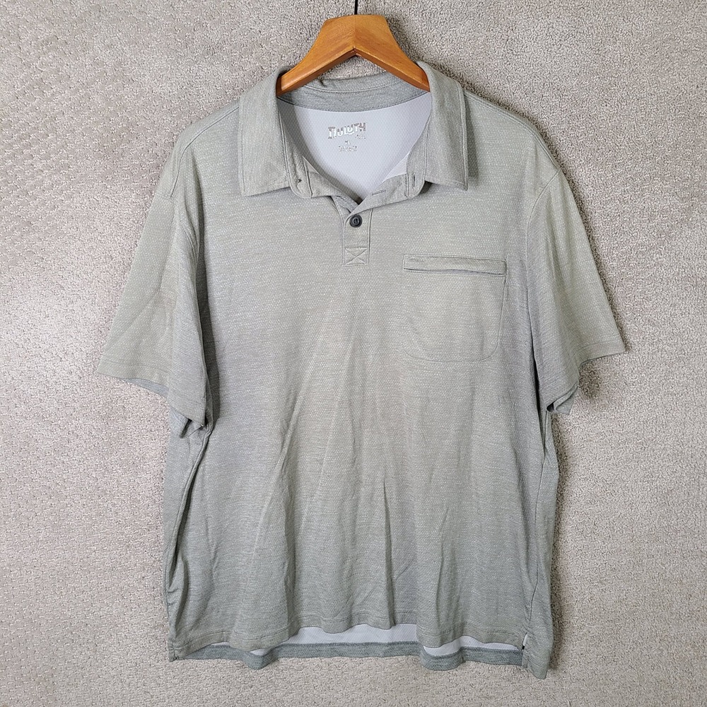 Duluth Shirt Mens XL Gray Polo Relaxed Fit Polyester Nylon Short Sleeve Casual